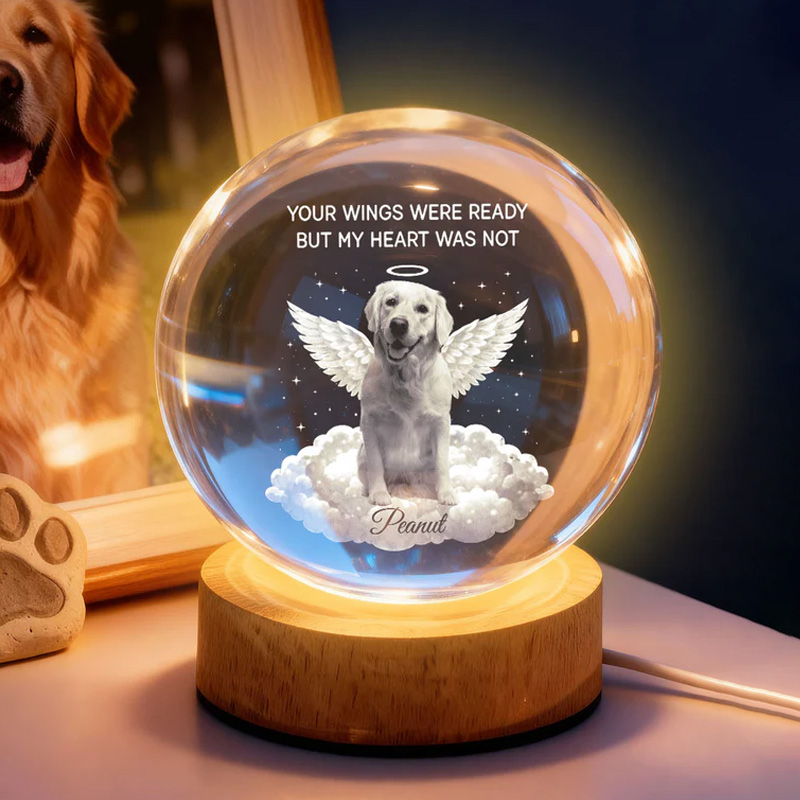 Personalized Your Light Will Always Shine in My Heart Pet Memorial  Crystal Ball LED Night Light Heartfelt Remembrance Keepsake