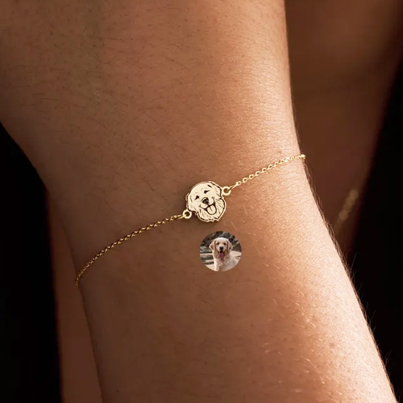 Personalized Pet Portrait Bracelet Pet Memorial Bracelet Custom Pet Picture Jewelry Pet Lost Dog & Cat Jewelry Mother's Day Gift