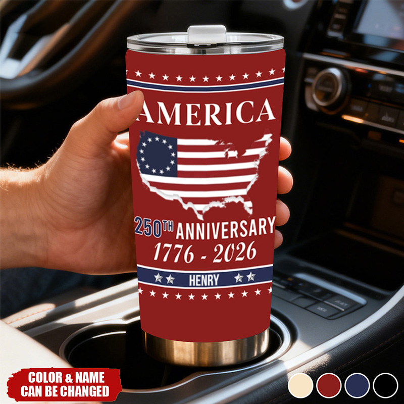 Personalized Family Name America 250th Anniversary Tumbler Anniversary Gifts For Women Men Freedom Is Our Legacy