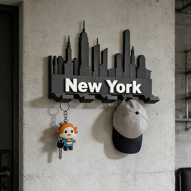Personalized New York Skyline Key Holder for Football Fans 