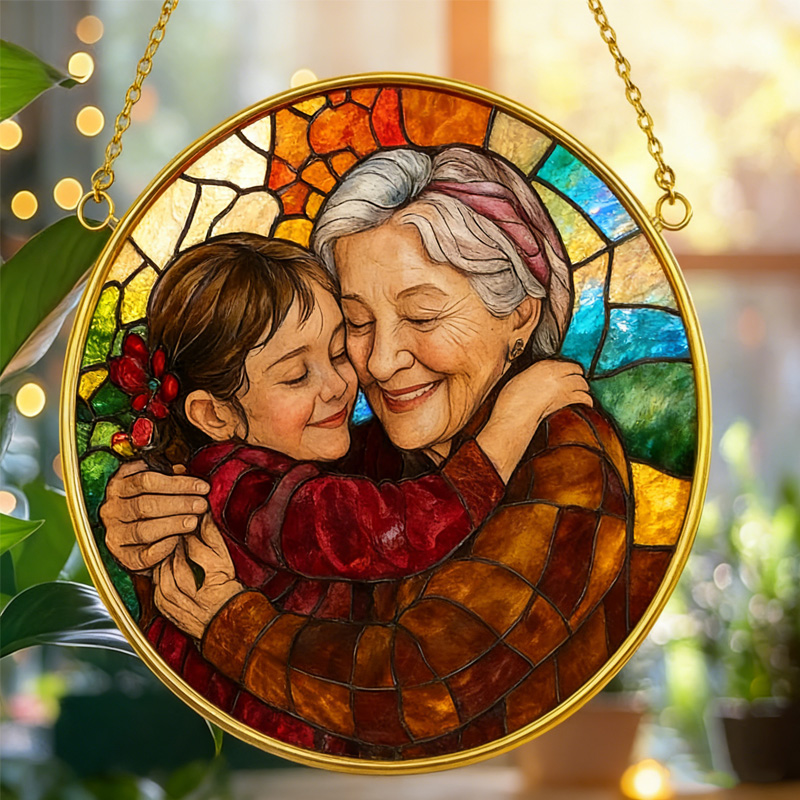 Personalized Grandma Portrait Suncatcher Window Hanging Mother's Day Gifts