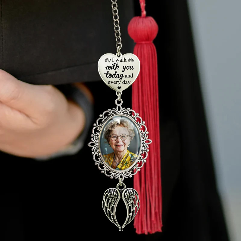 Personalized Photo Graduation Walking Beside You Memorial Custom Graduation Tassel Charm