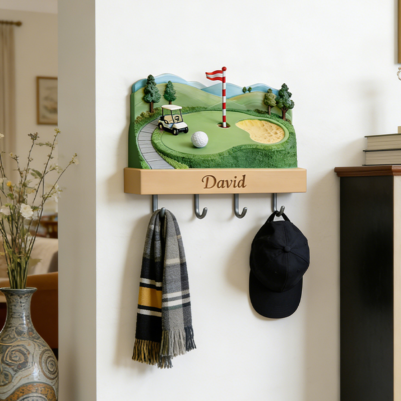 Personalized Golf Course 3D Printed Key Holder with Custom Name for Golf Lovers