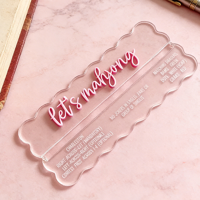 Personalized Mahjong Row Finder with Rules Scalloped Mahjong Line Reader Mahjong Gifts Mahjong Rule Helper for American Mahjong Lovers