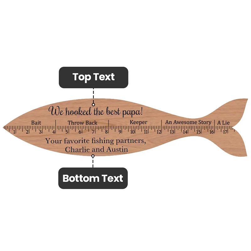 Personalized Wooden We Hooked the Best Papa Fish Style Ruler with Text Birthday Father's Day for Dad