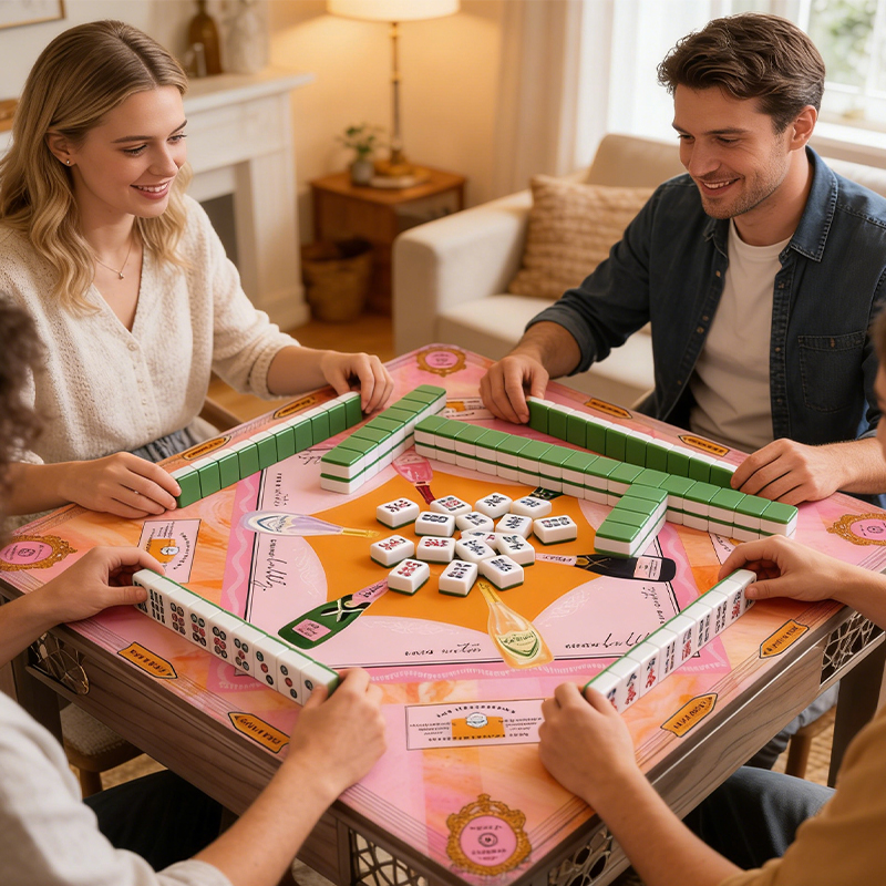 Personalized Pink Marble Mahjong Table Mat Babe and Bubbly  Champagne Party Mahjong Mat Bridal Party Mahjong Table Mat for American Mahjong Lovers