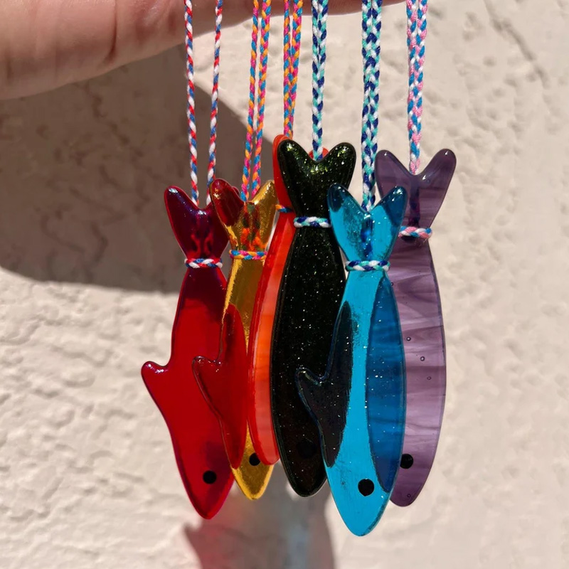 Wonky-Dines! Mystery 6-Pack of Stained Glass Sardine Suncatchers with Metal Tin! Handmade Sardine Suncatcher