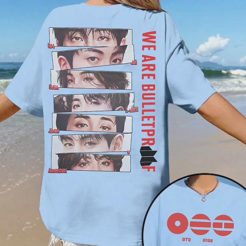 Personalized BTS We Are Bulletproof Tour 2026 T-Shirt Member Eyes Art K-Pop Tee for ARMY