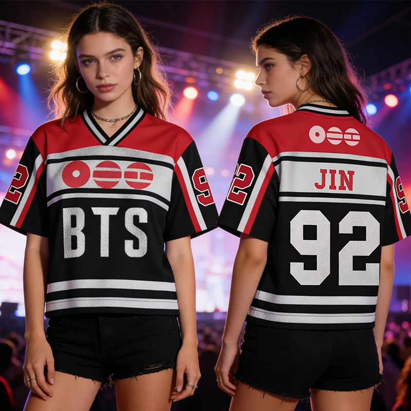 Personalized BTS Fans Crop Jersey K-Pop Member Crop Jersey New 2026 World Tour BTS Mixed Mesh Jersey Gift For Fans