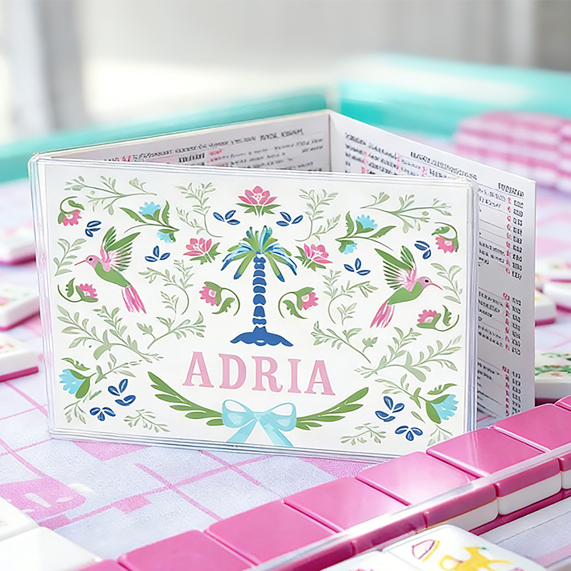Personalized Floral Hummingbird Mahjong Card Cover Boho Mahjong Card Cover Gift for Mahjong Lovers Vacation Game Nights