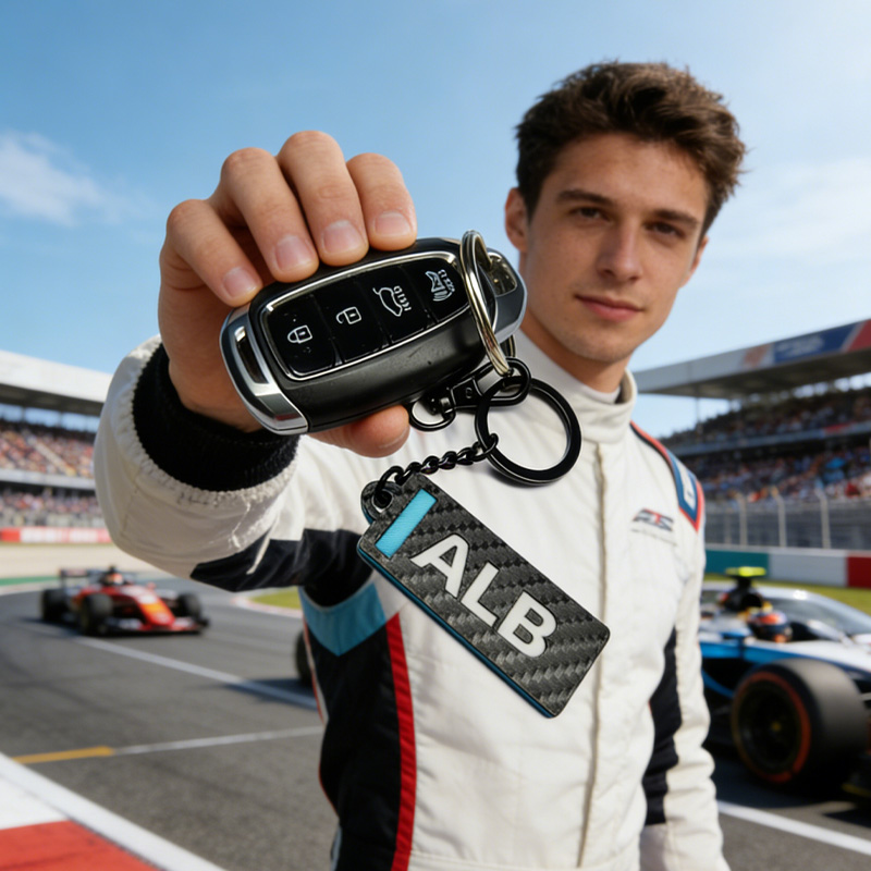 Personalized F1 Keychain 3D Printed Carbon Fiber Pattern #1 Motorsport Key Tag Unique Motorsport Fan Gift 