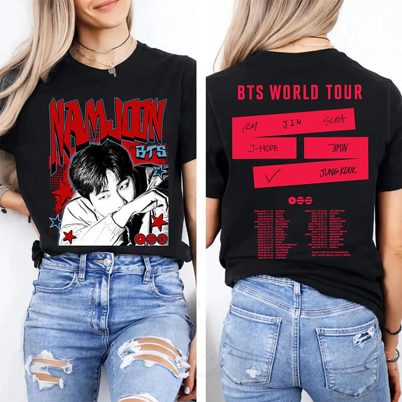 Personalized BTS World Tour Member T-Shirt K-Pop Tour Tee for Concerts Arirang Kpop Bangtan T-Shirt Fandom Gift Idea