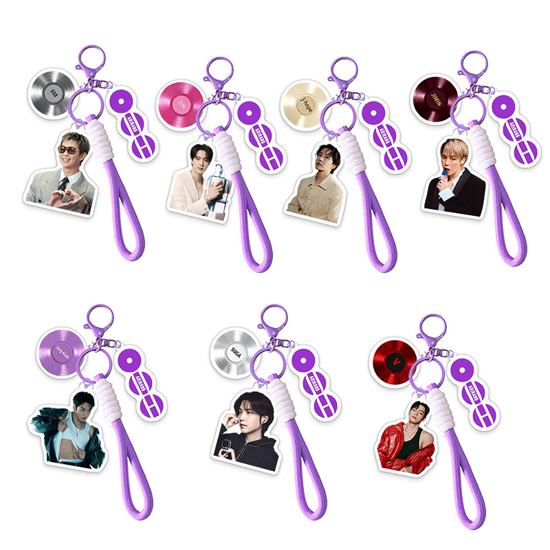Personalized Kpop Member Photo Bag Charm with Album Disc Design  Keychain ARMY Gift