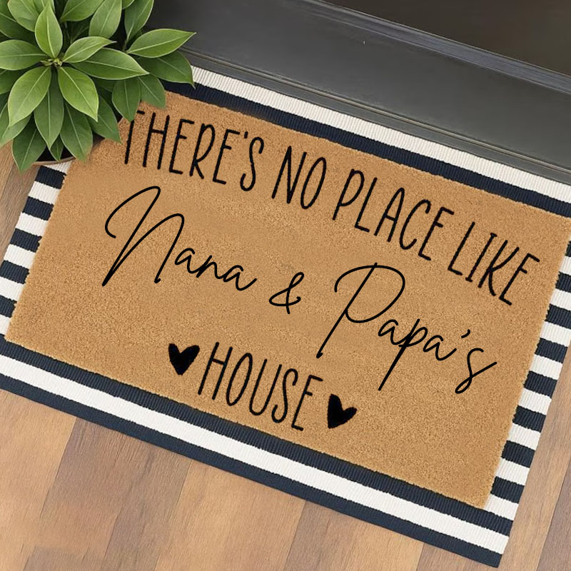 Personalized There Is No Place Like Our House Doormat Housewarming Gift Welcome Mat for New Home Indoor Outdoor Door Mat Family Home Decor Durable Rug