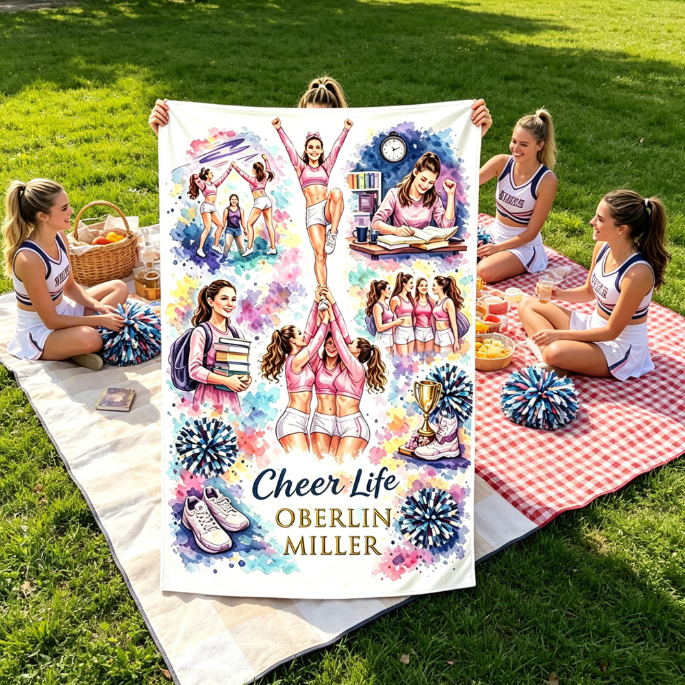 Personalized Cheer Life Blanket – Custom Cheerleading Gift for Girls