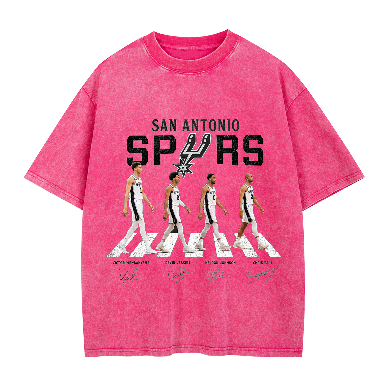 San Antonio Basketball Legends Walking Graphic Washed T-shirt Vintage Rock‑Inspired Streetwear Shirt