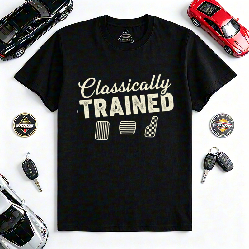 Classically Trained Manual Stick Shift Car Enthusiast Crew Neck Short Sleeve Casual Tee for Driving Lovers