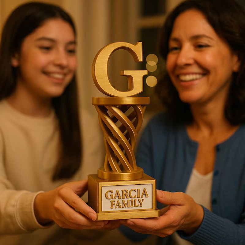 Personalized 3D Printed Basketball Trophy with Custom Family Name for Celebrations