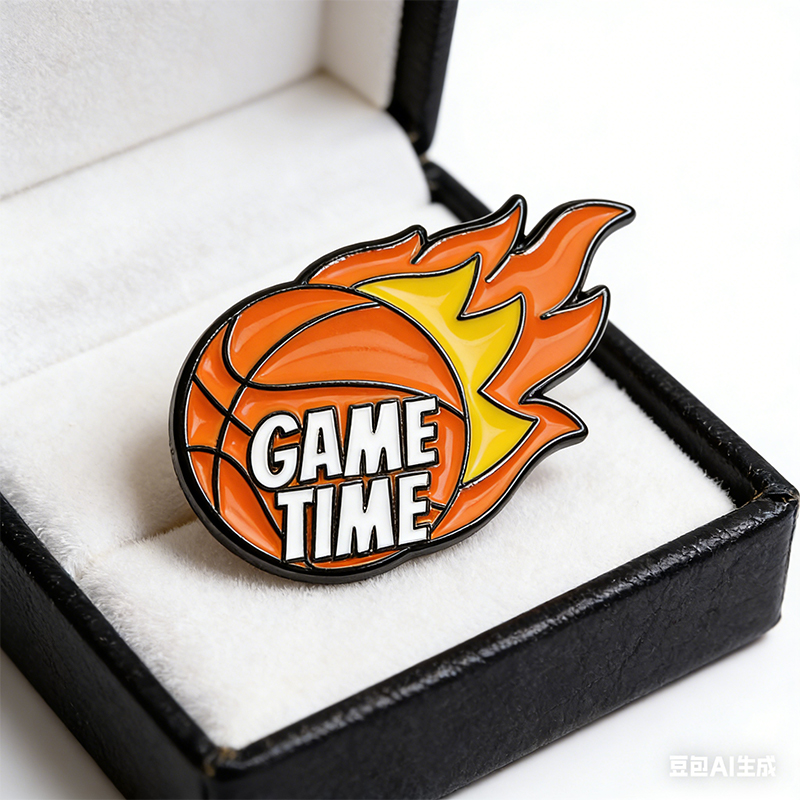 Personalized Basketball Themed Pins Featuring Basketball Hoops and Crowns
