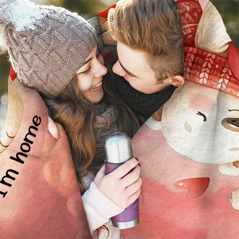 Personalized God Knew My Heart Needed You Cartoon Couple Bear in Love Soft Throw Blanket with Intial & Text Home Decor Valentine's Day Gift for Couple