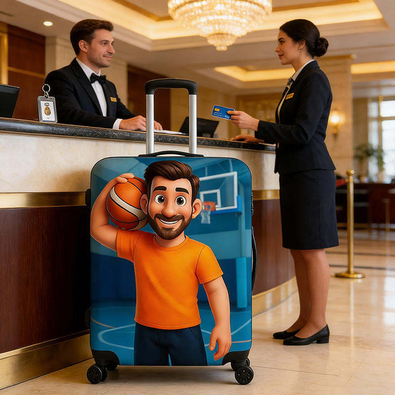 Personalized Pixar Basketball Luggage Cover with Custom Player Artwork for Basketball Fans 