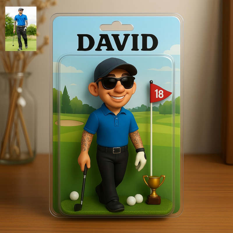 Personalized Golf Photo Pixar Style Themed Acrylic Block,Golf Themed Home Decor,Golf Gift For Him,Her,Birthday Gift For Golf Player,Gift For Golfer