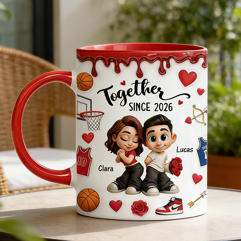 Personalized Couple’s Basketball Mug "Together Since" with Custom Names Design Gift for Anniversaries Valentine’s Day