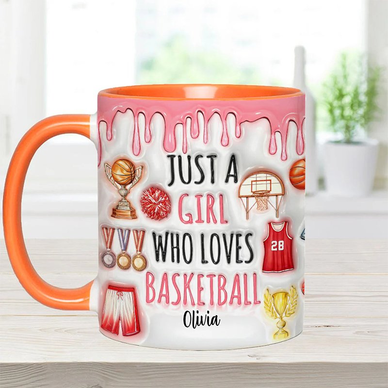Personalized "Just a Girl Who Loves Basketball" Mug with Custom Text for Female Players and Fans