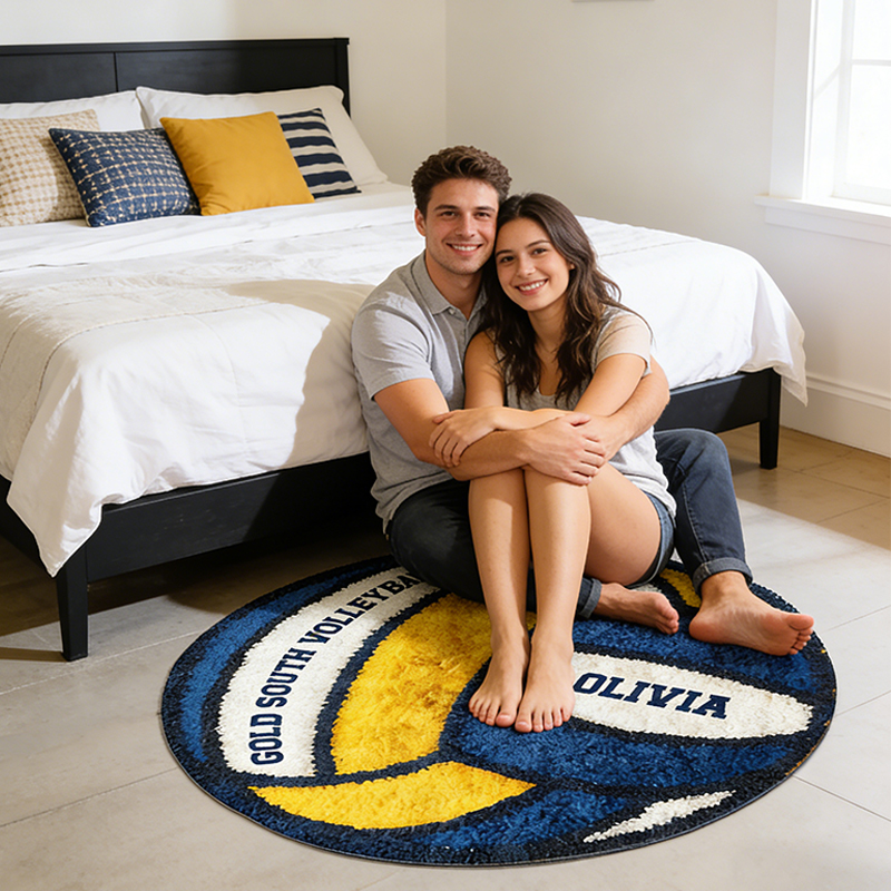 Personalized Volleyball Themed Rug with Custom Name and Team Details for Volleyball Enthusiasts