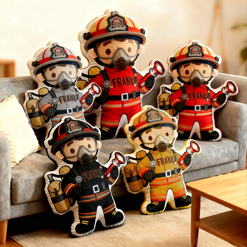 Personalized Cute Firefighter Pillow with Custom  Graphic 3D Print Name Pillow 