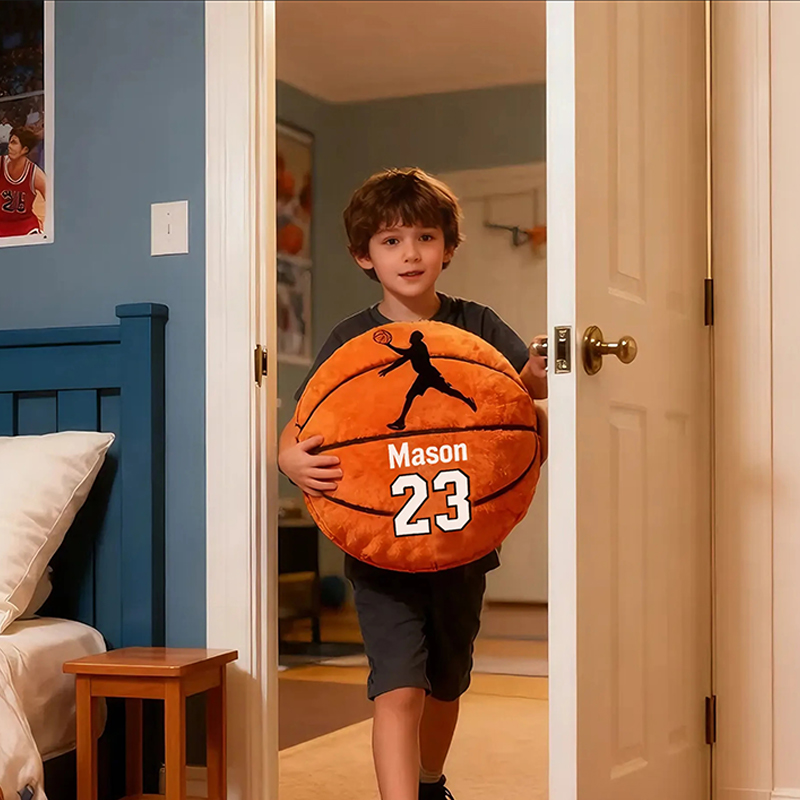 Personalized Basketball Pillow with Custom Name and Jersey Number for Kids and Sports Fans