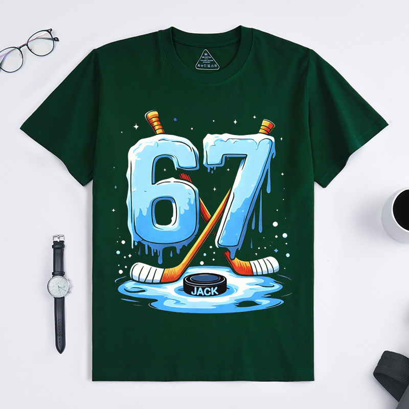 Personalized Hockey 67 T-Shirt 67 Hockey Ice Cream Drip Custom Name Gift for Hockey Lovers