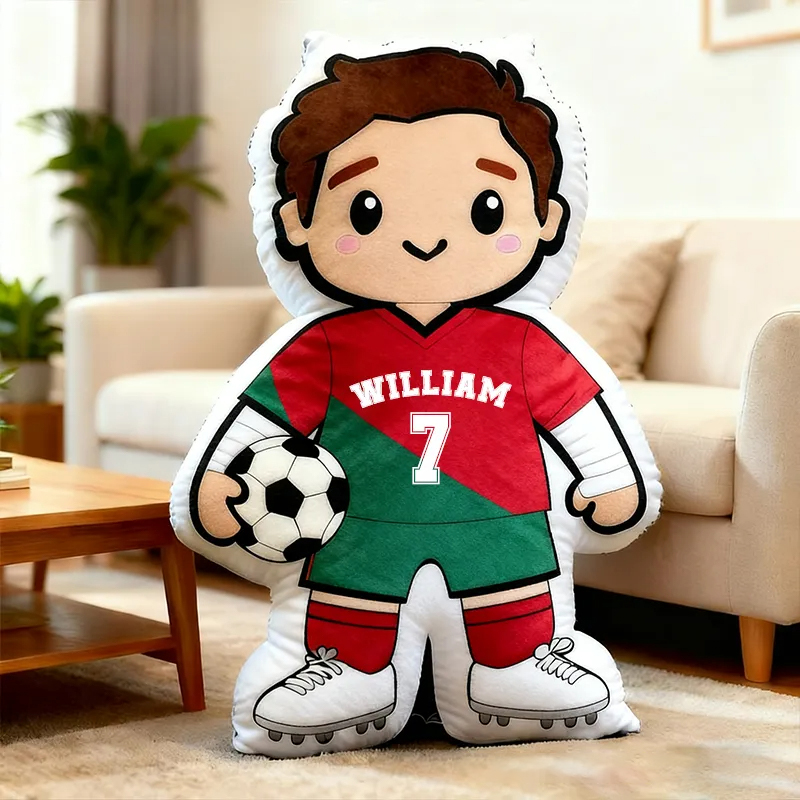 Personalized Soccer Player Pillow with Custom Jersey Number