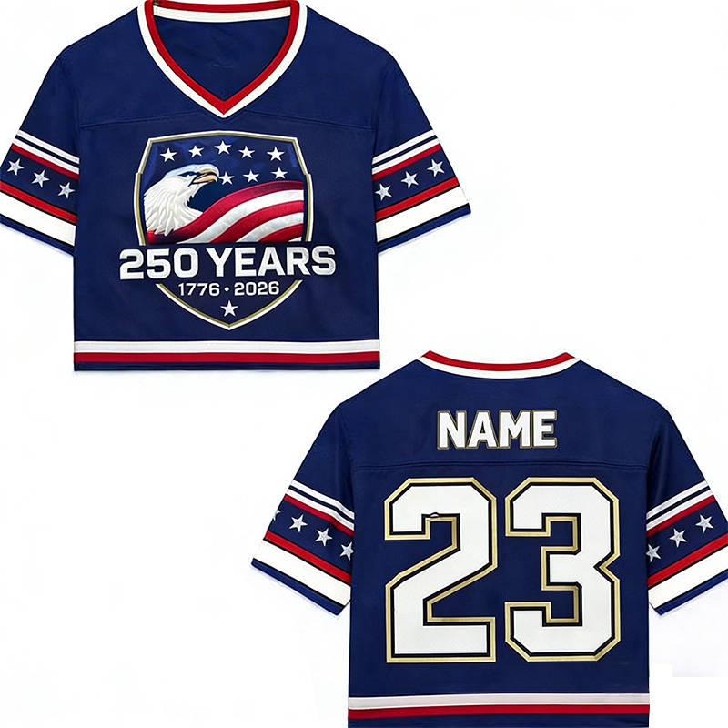 Personalized US 250th Anniversary Women's Crop Jersey Custom Name & Number Patriotic Eagle Shirt for Patriotic Events