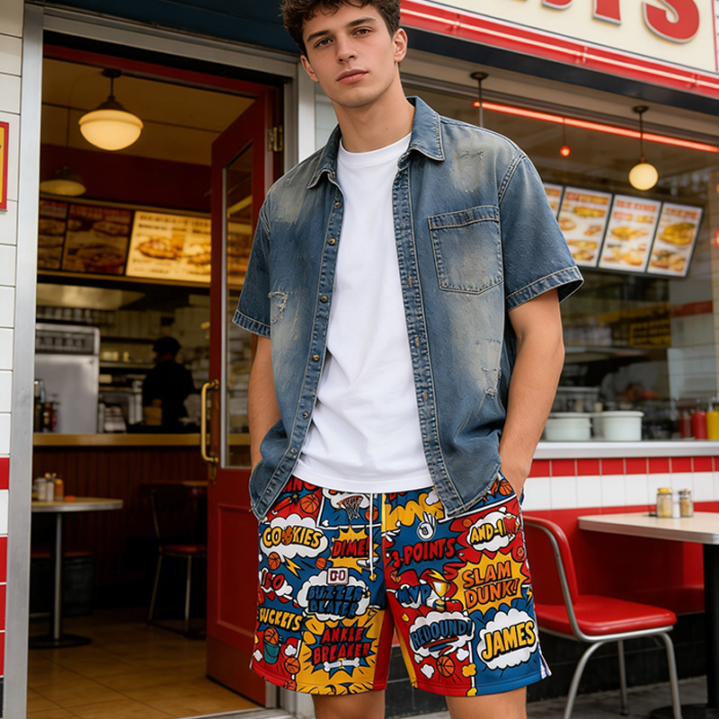 Personalized Comic Book Slam Dunk & Buzzer Beater Shorts for Basketball and Streetball Enthusiasts