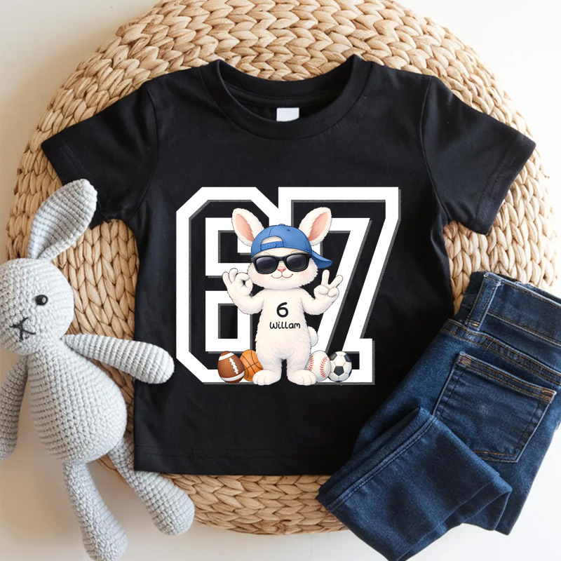 Personalized Easter 67 Sports Kids T-Shirt Bunny 67 Sports Easter Eggs with Custom Name and Name