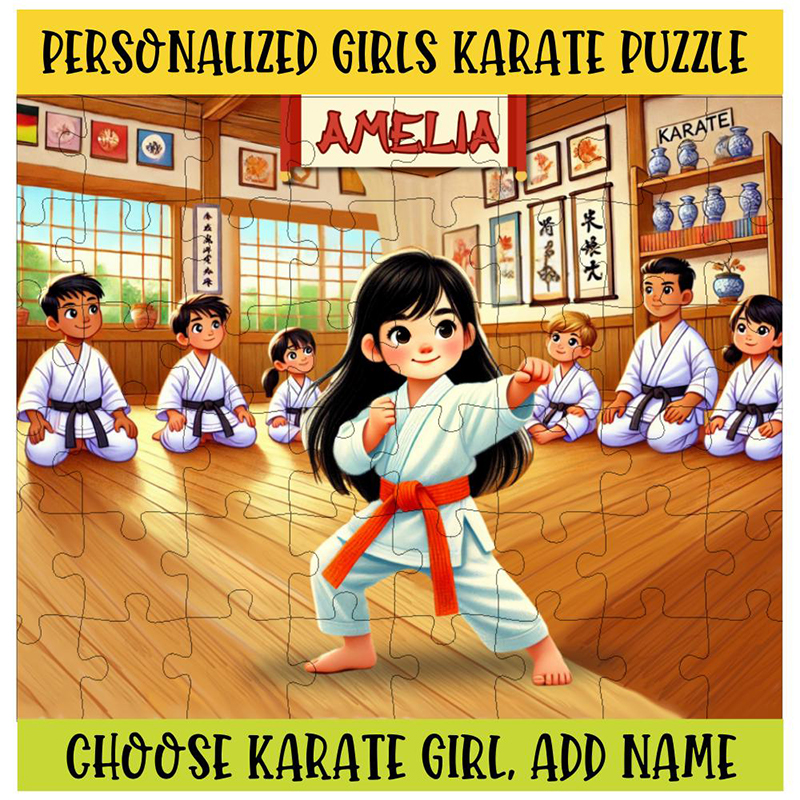 Personalized Karate Girl Puzzle Custom Name Jigsaw for Martial Arts Loving Girls Birthday Gift Karate Party Favor