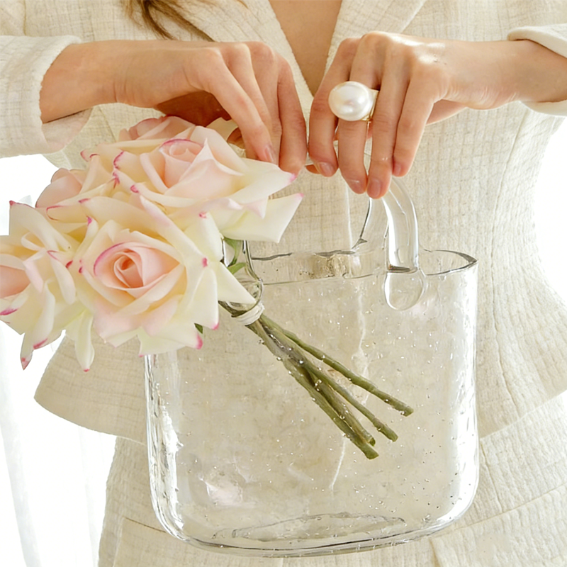Glass Handbag Vase Glass Clear Vase Spring Decor for Home Birthday Gift Housewarming Gift Mother's Day Gifts