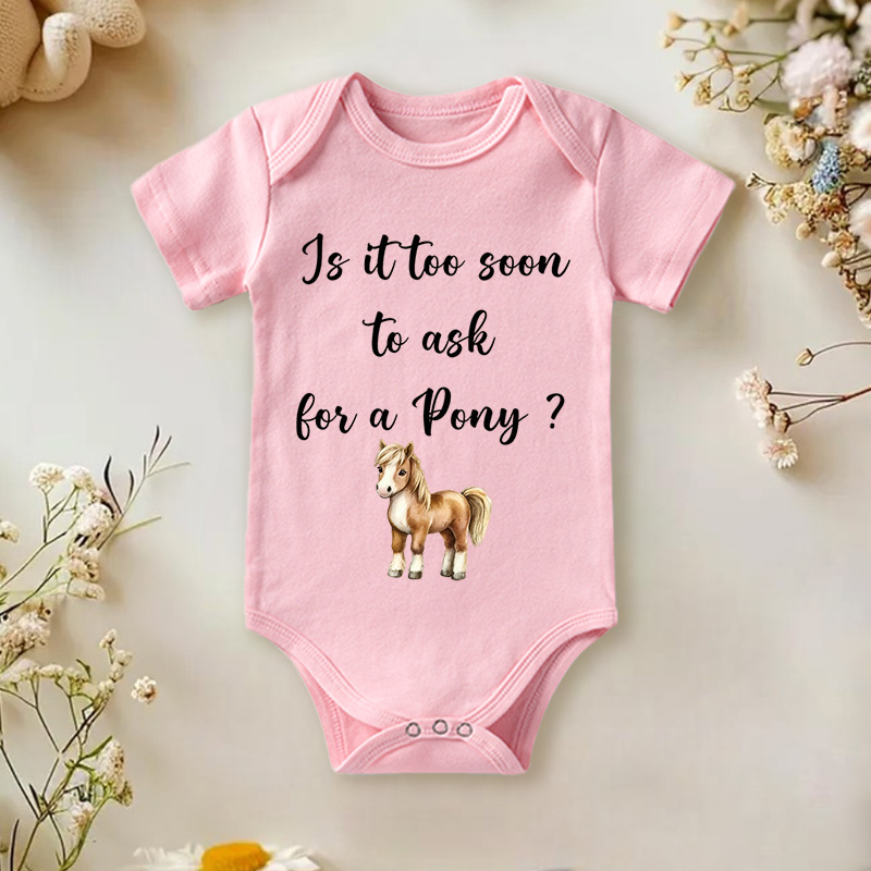 Too Soon to Ask For a Pony Onesie Brand Western Onesie Bodysuit Cowboy Baby Bodysuit Cowgirl Baby Onesie Cute Newborn Outfit