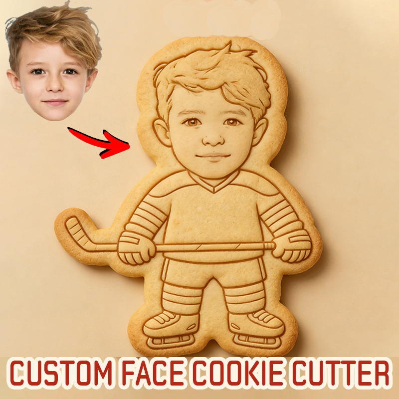 Personalized Ice Hockey Player Face Cookie Cutter for Birthday and Sport Party