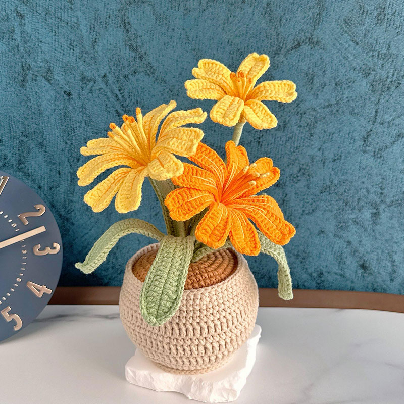 Mothers Day Gift Handmade Knitted Flower Pot Crochet Butterfly Orchid Plant Gift for Mom Grandma Mother's Day Gifts