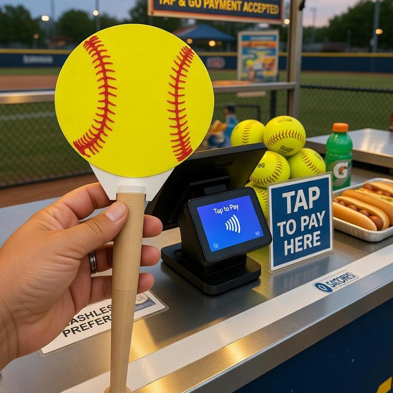 Personalized Baseball Softball Tap-to-Pay Wand  Baseball Softball Concession Stand Card Holder Game Day Hygiene Hack for Sports Fans