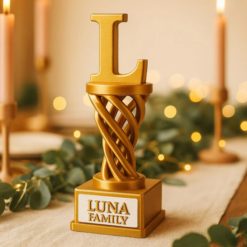Personalized 3D Printed Basketball Trophy with Custom Family Name for Celebrations