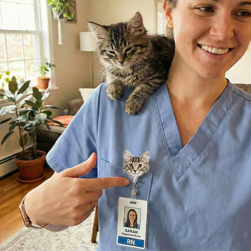 Personalized Badge Reel Nurse Badge Reel Funny Dog Badge Reel Cat Badge Reel Retractable Badge Holder ID Badge Buddy 