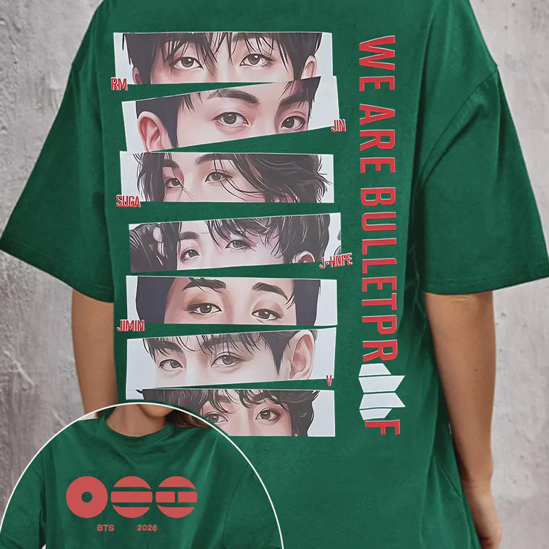 Personalized BTS We Are Bulletproof Tour 2026 T-Shirt Member Eyes Art K-Pop Tee for ARMY