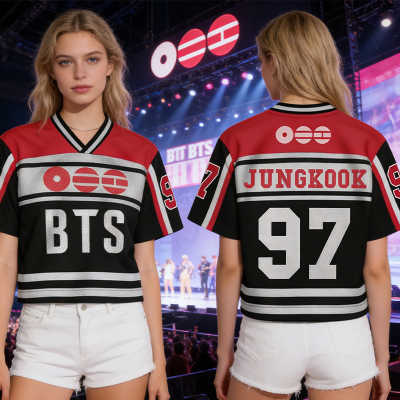 Personalized BTS Fans Crop Jersey K-Pop Member Crop Jersey New 2026 World Tour BTS Mixed Mesh Jersey Gift For Fans