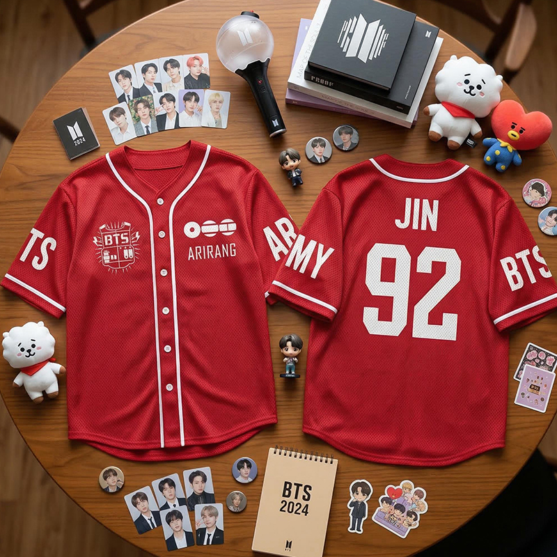 Personalized BTS Baseball Jersey K-Pop Army World Tour Shirt Bangtan Fan Merch BTS Members Jersey For Army Bangtan Comeback 2026 Gift For Fans