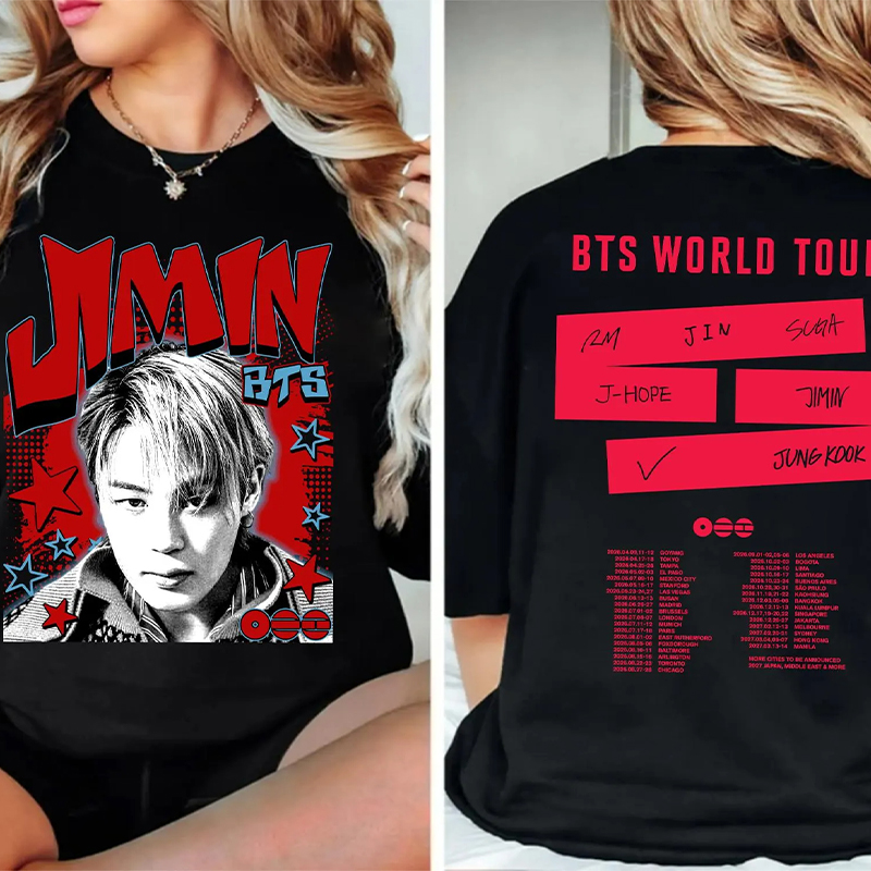 Personalized BTS World Tour Member T-Shirt K-Pop Tour Tee for Concerts Arirang Kpop Bangtan T-Shirt Fandom Gift Idea