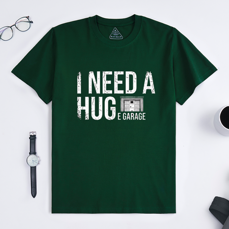 Funny I Need A Huge Garage Pun Car Lover Crew Neck Short Sleeve T-Shirt for Auto Mechanics & Gearhead Enthusiasts