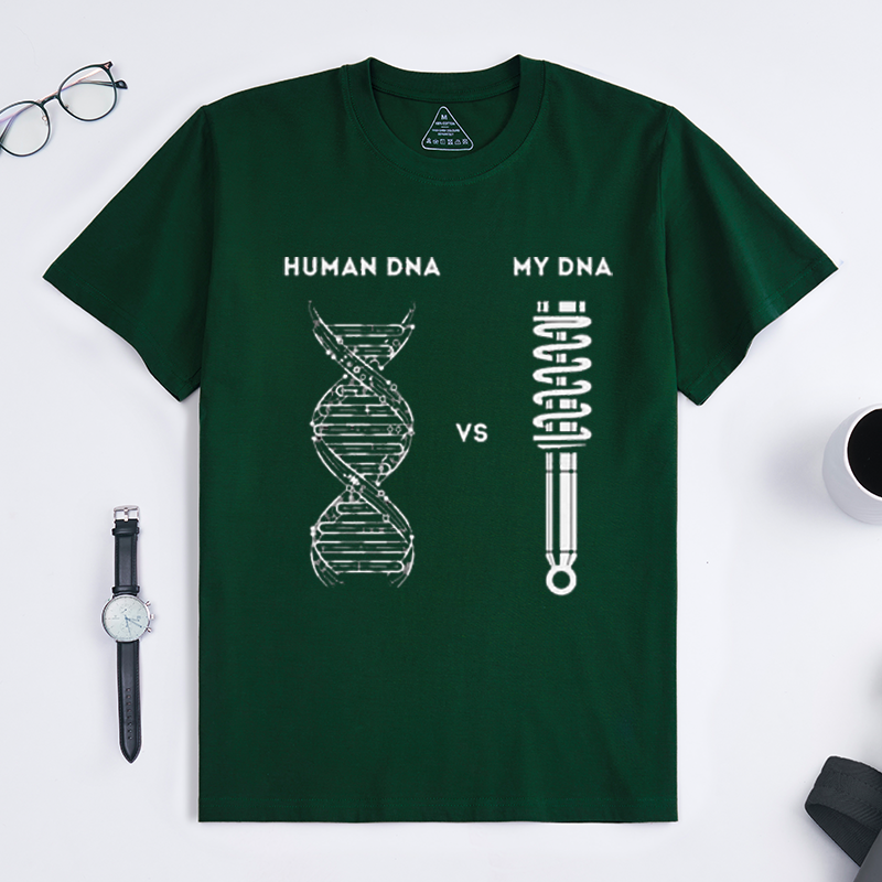 My DNA Is Car Suspension Coil Spring Humor Crew Neck Tee for Car Tuning Modding & Automotive Gearhead Enthusiasts